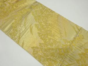アンティーク　遠山に樹木風景模様織り出し袋帯（材料）